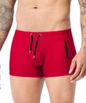 Arjen Kroos Men's Swim Briefs Quick Dry Square Leg Swimsuit Beach Trunk Swimwear with Pockets