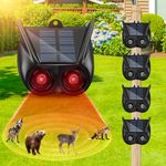 Animal Repellent Outdoor,4 Packs Animal Deterrent Devices,Solar Powered Skunk Repeller with Red LED Light ,Solar Powered Nocturnal Racoon Repellent for Garden Yard, 18kHZ