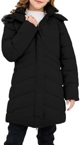 Yimoon Girl's Winter Coat Waterproof Warm Long Quilted Puffer Jacket Fleece Lined Hooded Parka Snow Coats(Black-9Y)