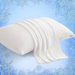 Elegear Cooling Pillow Cases for Hot Sleepers, Japanese Q-Max 0.45 Cooling Pillowcases, Both Sides[Cooling/Cotton], Breathable Soft Pillowcase for Hair and Skin, Set of 2-White (Standard (20" x 26"))