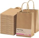 Gitanjali Paper Curves® - Paper Gift Bags 6"x8"x4"(Brown) 15pcs -Small Party Favor Goodie bag, Craft Paper Return Gift Bags - Disposable Recycled Eco Friendly Kraft Paper Bags (6"x8"x4", 15)