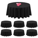 YMHPRIDE 6 Packs Black Round Table Cloth 90 Inch Circular Table Cloth Stain and Resistant Washable Polyester Round Tablecloth Table Cover for Wedding,Birthday, Parties,Banquet, Dinner Tables Decorate