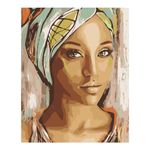 Geekmonkey DIY Oil Paintings by Number, Oil Paint by Numbers kit, Framed Modern Painting (Lady in Scarf Portrait)