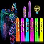 6 PCS Glow in The Dark Face Body Paint Crayons Kit,Professional Neon Face Paint Sticks Long Lasting Waterproof Glow in The Dark Party Supplies for Masquerades Halloween Party Makeup