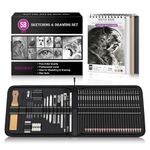 HIFORNY 58 PCS Drawing Kit Sketching Pencil Set,Sketch Pencils Art Supplies with 3-Colour Sketchbook,Graphite,Charcoal,Blending Tools,Drawing Pencils for Adults Artists