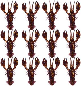 5cm Natural Lifelike Yabby, Soft Crayfish Fishing Lures with Realistic Swimming Action, Crawfish for Freshwater or Saltwater Artificial Bait – Pack of 12 (Orange/Brown)