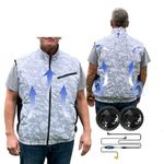 HNH Cooling Vest For Men and Women- Air Conditioning Fans, Heat Reducing Clothing, Unique Design Provides UV Protection, Storm White, X-Large