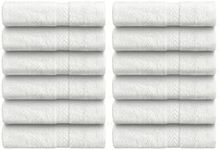 Tag Terry 100% Cotton Flannels Face Cloth Pack 12-30x30cm Washcloths - Hotel Spa Bathroom Face Towels Multipack - (White)