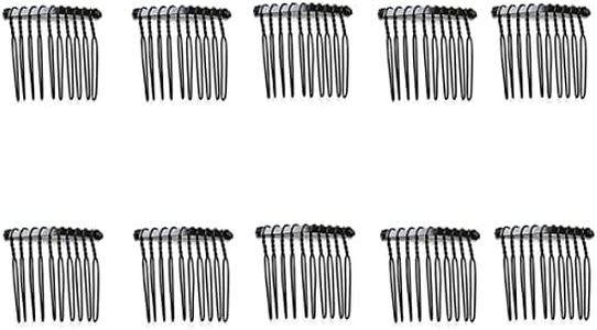 10 PCS 10 Teeth Metal Wire Hair Clip Combs Wire Twist Hair Combs Bridal Wedding Veil Combs Black