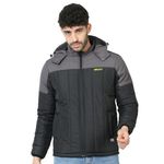 Boldfit Men's Polyester Padded Standard Length Jacket (Bomberjacket504M_Blackgrey), Medium