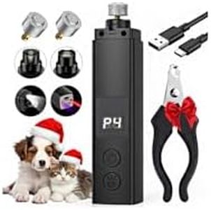 ETENTOUS Krallenschleifer für Hunde 4-Gang mit LED-Leuchten – Neuester Profi Krallenschleifer mit 3 Anschlüssen (mit Krallenschere), Superleise, Dog Nail Grinder für Große, Mittelgroße, Kleine Hunde
