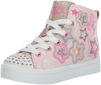 Skechers Unisex-Child Twinkle Toes TWI-Lites 2.0-Star Gloss Sneaker, Link Pink/Multi, 1 Little Kid