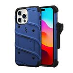 ZIZO BOLT Bundle for iPhone 15 Pro Max Case with Screen Protector Kickstand Holster Lanyard - Blue