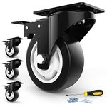 Homhoo Decolighting 3" Swivel Caster Wheels With Safety Dual Locking And Polyurethane Foam No Noise Wheels, Heavy Duty (250 Lbs Per Caster) - Pack Of 4