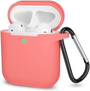 SATLITOG Silicone Case Compatible with Apple AirPods 1&2 Wireless and Wired Charging Case(Front LED Visible),Coral