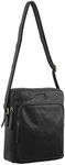 Pierre Cardin Unisex Italian Leather Cross Body Tablet iPad Messenger Bag, Black