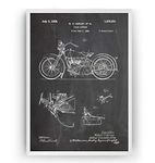 Magic Posters Harley Davidson Patent Print 1928 Art - Cycle Support - Poster Motorbike Gift Motorcycle Poster Vintage Blueprint Retro Biker Wall Decor - Frame Not Included