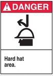 Danger!! hard hat area sign, PVC Waterproof Sticker