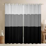 W46*L72 Stripes Ombre Beige Grey Black Darkening Dreapes Boys Girls Geometric Curtains for Bedroom Living Room Modern Striped Art Blackout Curtains Abstract Window Treatments