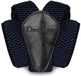 Decalen Mens Braces with Very Strong Metal Clips Wide 4 cm 1.5 inch Heavy Duty Suspenders One Size Fits All Men and Women Adjustable and Elastic Y Style (Navy Blue)