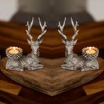 Marco Paul Set of Two Resin Stag Tealight Holders Christmas decorations christmas candle holder traditional christmas decorations wedding table decoration tea light candle holders tea light holders