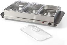 Quest 16510 Large Buffet Server and Warming Tray / 3 x 2.4L Trays / 300W / Rapid Heating/Adjustable Thermostat/Lids Included