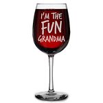 shop4ever I'm The Fun Grandma Engraved Stemmed Wine Glass 16 oz. Gift for Mother's Day