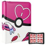 Trading Card Binder with Sleeves Collection - Cartable Cards Zipper Binder Collect Holder Album 400 Cards with 50 Removable Page Carrying Case Binder Book Folder Storage for Boys Girls(Pink & white）