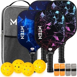 MTEN USAPA Approved Pickleball Set of 4 with Balls, Bag & Grip Tapes