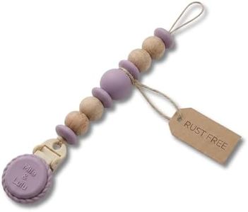 Mila & Lulu Silicone Pacifier Clip – Metal-Free, Rust-Free, 100% Food-Grade Silicone and Natural Beech Wood, Secure Pacifier Holder & Teething Accessory for Babies– Mauve