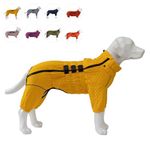 Warm Dog Coat Double Layers Dog Vest, 4 Legs Covered Windproof Waterproof Reflective Warm Dog Vest Outdoor Skating Dog Costume for Small Medium Large Dogs Yellow XL