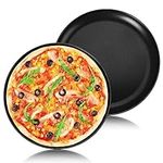 Onader 10 Inch Non-Stick Pizza Tray Set of 2, Stainless Steel Round Pizza Baking Sheet Pan for Oven Baking Roasting & Serving, Non-Toxic & Healthy, Heavy-Duty & Easy to Clean