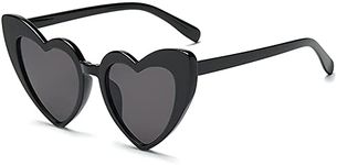 Jubilant Heart Shaped Sunglasses for Women Girls Ladies Vintage Goggle Mod Sun Glasses Shades (BLACK GREY) - Pack of 1