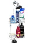 SKATCO Hanging Shower Caddy - 2-Tier Rust-Resistant Stainless Steel Shelves Chrome Rack Organizer Bathroom Basket Storage Holds Shampoo, Conditioner, Soap, Bath Sponge, Scrubs, Razors, Washcloths