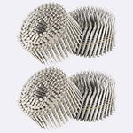 waltyotur 1200 Count Stainless Steel Coil Roofing Ring Shank Siding Nails 15-Degree Collated Wire Coil 1-1/2 Inch, 0.09 Inch Ring Shank, Small Cap Coil Stud Siding Nails