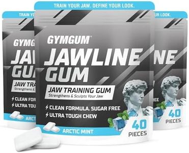 GYMGUM Jawline Gum Ultra Hard Chewing Gum | No Calories, No Sugar, No Artificial Sweeteners | Keto Friendly Mewing Gum for Jawline Training & Exerciser (40 Count (Pack of 3), Arctic Mint)