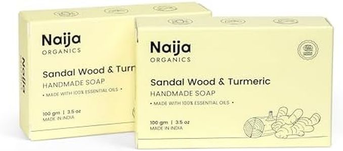 Naija Organics Sandalwood & Turmeric Natural Bath Soap | Skin Brightening, Deep Moisturizing, Chemical-Free, Handmade Soap| Haldi & Chandan | For Men & Women, All Skin Types, Pack of 2 (100g each)