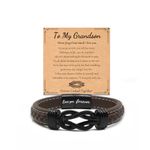 Kamwish Grandson Bracelet Gifts from Grandma, Inspirational Wristband Birthday Christmas Gifts for Grandson (brown)