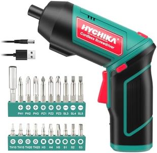 Cordless Screwdriver 6 N.m, HYCHIKA 4V 2000mAh Electric Screwdriver Gun, Adjustable 2 Position Handles, Front LED, DC Charging, 20pcs Accessories