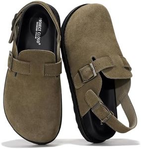 Project Cloud Genuine Leather Clogs for Women – Backstrap Women's Mules & Clogs with Memory Foam Insole – Lightweight, Trendy Womens Mules – Comfortable Slip On Shoes for Women (Cassey, CHOC, 6)