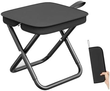 KHIZAR Portable Folding Stool 100kg Capacity Lightweight Travel Chair with Zipper Handbag Compact Foldable Seat for Camping Hiking Fishing Queue Outdoor Events Picnic Garden Stool (Black)