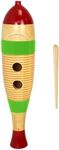 A-Star AP4121 Wooden Small Fish Shape Guiro Scraper with Beater, School Percussion Instrument, Brown