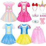 Princess Dress Up - Princess Dress Up Clothes for Girls, Role Play Costume Christmas Birthday Gift for Age 3-8 Year Old