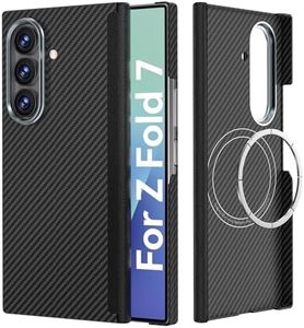 HelloDeere for Kevlar Phone Case Samsung Galaxy Z Fold 7 Case Ultra-Slim & Thin 600D Lightweight Case with Hinge Protector, Aramid Real Carbon Fiber, Caseless Touch Feel, MagSafe Compatible Cover