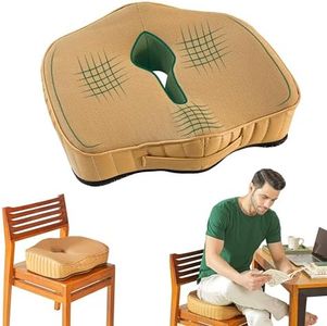 The White Willow Coccyx Cushion for Tailbone Pain-Coccyx Sitting Pillow for Piles- Memory Foam Seat Cushion for Car, Office Chair-Coccyx Pillow for Sciatica & Hip Pain-Medium Firm-Above 60KG-Mango