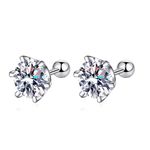 GRA Certified 925 Sterling Silver Stud Moissanite Stud Earrings, 1 ct DF Color Brilliant Round Cut Moissanite Earrings 925 Sterling Silver Screw Back for Women & Men