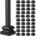 Iron Baluster Shoes Stair Flat Shoe with Screw for 1/2 Inch Square Scroll Basket Twist Knuckle Staircase Balusters Metal Spindle Railing, Satin Black (48 Pcs)