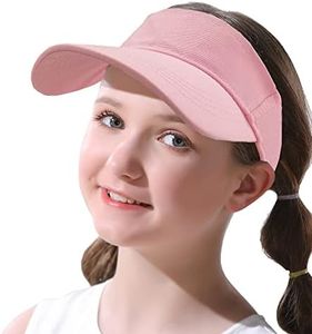 Kids Sun Visors Adjustable Cap - Unisex for Children Athletic Sports Hats UV Protection fit for 5 to 12 Years Old 52-56cm, Pink, 5-12 Years