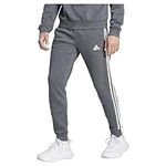 adidas Men Essentials Fleece 3-Stripes Tapered Cuff Pants, L Dark Grey Heather