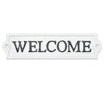 Sungmor Heavy Duty Cast Iron Outside Welcome Sign Wall Décor - White Plaque Front Door Sign - Decorative Welcome Plaque for Door, Entrance, Porch of Home, Office or Store - 1PC PACK & 8.3x2.2Inch.